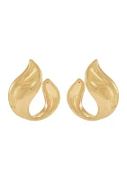 Wave J Hoop Earrings in Gold over Sterling Silver