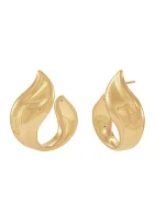 Wave J Hoop Earrings in Gold over Sterling Silver