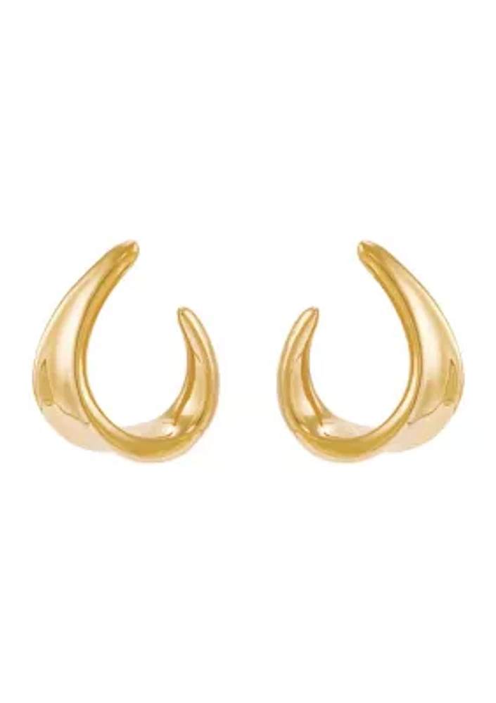 J Hoop Earrings in Gold Over Sterling Silver