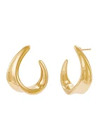 J Hoop Earrings in Gold Over Sterling Silver