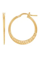 Flat Diamond Cut Hoop Earring in Gold Over Sterling Silver