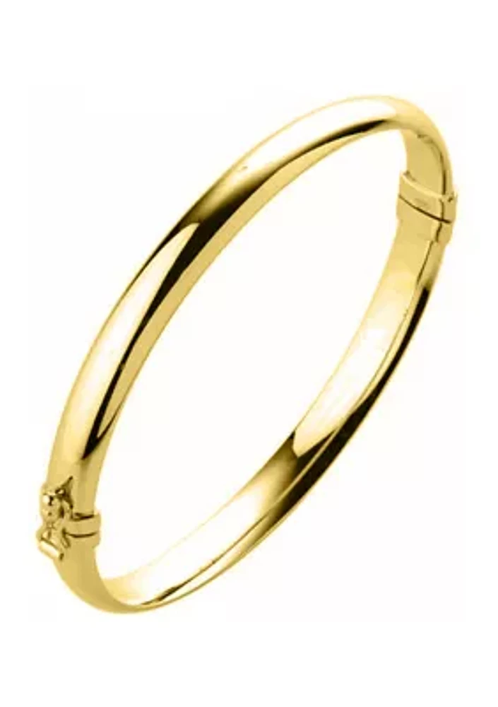 7 Millimeter Tube Hinge Bangle  Bracelet in Gold Over Sterling Silver