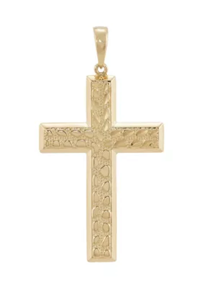 Men's Nuggets Large Cross Pendant in Sterling Silver