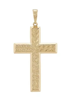 Men's Nuggets Large Cross Pendant in Sterling Silver