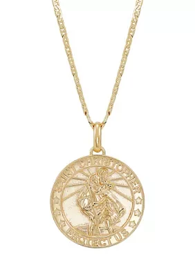 Christopher Pendant Necklace with 22" Mariner Chain in Gold Over Sterling Silver