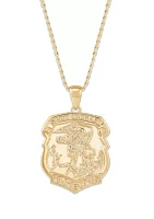 St. Micheal Pendant with 22" Curb Chain in Gold Over Sterling Silver