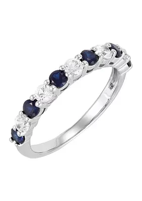 Lab Created Sapphire and White Sapphire Ring in Sterling Silver