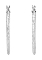 Diamond Cut Hoop Earrings in 14K White Gold