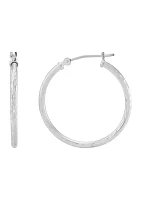 Diamond Cut Hoop Earrings in 14K White Gold