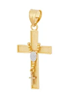 Rosary Cross Pendant in 14K Yellow and White Gold