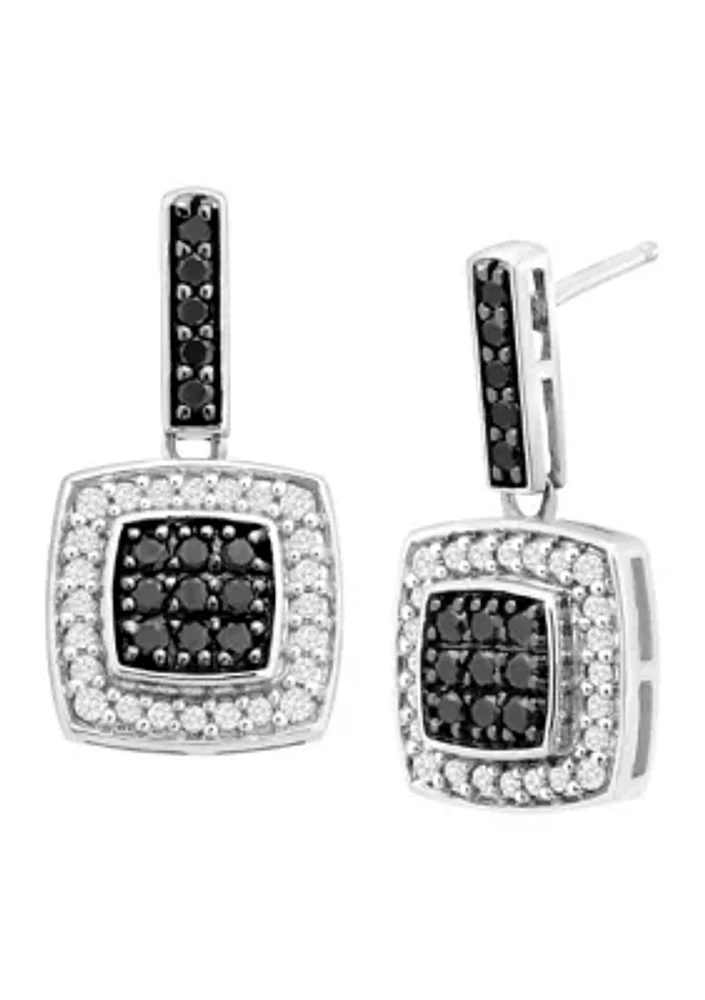 1/2 ct. t.w. Black and White Diamond Earrings in 14K White Gold