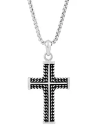 Cross Pendant Necklace with 24" Popcorn Chain in Stainless Steel 