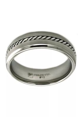 Mens Band with Twist Centre Stainless Steel