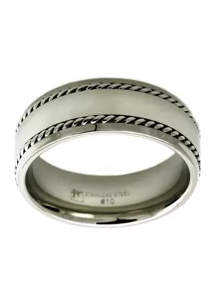 8 Millimeter Gents Band with Twist Border Stainless Steel