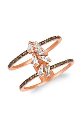 Baguette Frenzy™ 1/3 c.t t.w Vanilla Diamonds® and 1/8 ct. t.w. Chocolate Diamonds® Ring in 14K Strawberry Gold®