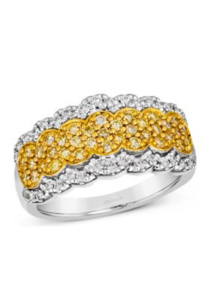 Ring featuring 1/5 ct. t.w. Vanilla Diamonds®, 3/8 ct. t.w. Sunny Yellow Diamonds®  in 14K Two Tone Gold