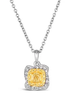 1/3 ct. t.w. Fancy Light Yellow Diamond, 1/6 ct. t.w. Vanilla Diamonds® Pendant Necklace in Platinum 