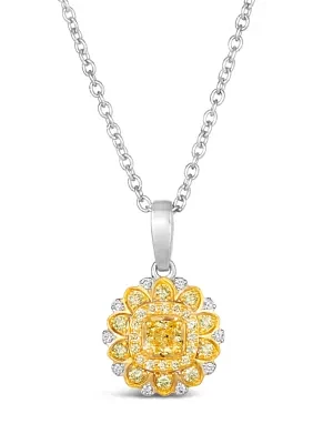 Couture® Pendant featuring 3/8 ct. t.w. Fancy Light Yellow Diamond, 1/20 ct. t.w. Vanilla Diamonds® set in P14 Two Tone Gold