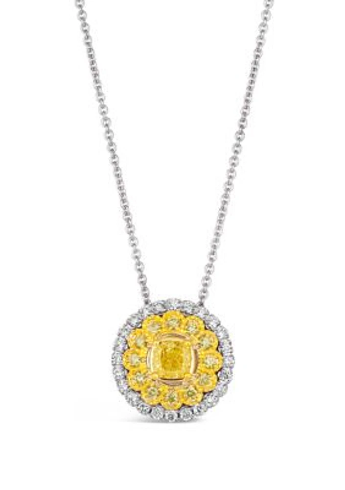 3/8 ct. t.w. Sunny Yellow Diamonds®, 1/5 ct. t.w. Vanilla Diamonds® Pendant Necklace in 14K Two Tone Gold