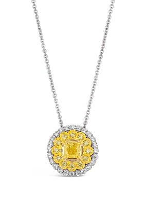 3/8 ct. t.w. Sunny Yellow Diamonds®, 1/5 ct. t.w. Vanilla Diamonds® Pendant Necklace in 14K Two Tone Gold