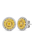 1/2 ct. t.w. Sunny Yellow Diamonds®, 1/3 ct. t.w. Vanilla Diamonds® Earrings in 14K Two Tone Gold