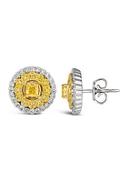 1/2 ct. t.w. Sunny Yellow Diamonds®, 1/3 ct. t.w. Vanilla Diamonds® Earrings in 14K Two Tone Gold