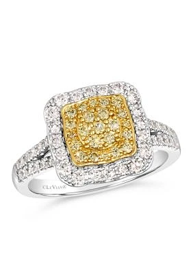 1/2 ct. t.w. Vanilla Diamonds®, 1/5 ct. t.w. Fancy Light Yellow Diamond Ring in 14K Two Tone Gold