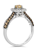 1/4 ct. t.w. Fancy Light Yellow Diamond, 3/8 ct. t.w. Chocolate Diamonds®, 1/5 ct. t.w. Vanilla Diamonds® Chocolatier® Ring in 14K Two Tone Gold