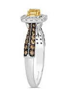 1/4 ct. t.w. Fancy Light Yellow Diamond, 3/8 ct. t.w. Chocolate Diamonds®, 1/5 ct. t.w. Vanilla Diamonds® Chocolatier® Ring in 14K Two Tone Gold