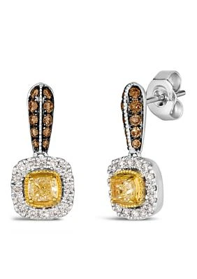 Le Vian Chocolatier® Earrings featuring 1/2 ct. t.w. Fancy Light Yellow Diamond, 1/4 ct. t.w. Chocolate Diamonds®, 1/4 ct. t.w. Vanilla Diamonds® set in 14K Two Tone Gold