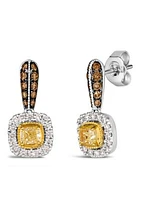 Le Vian Chocolatier® Earrings featuring 1/2 ct. t.w. Fancy Light Yellow Diamond, 1/4 ct. t.w. Chocolate Diamonds®, 1/4 ct. t.w. Vanilla Diamonds® set in 14K Two Tone Gold