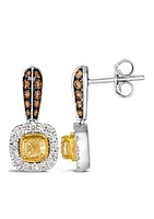 Le Vian Chocolatier® Earrings featuring 1/2 ct. t.w. Fancy Light Yellow Diamond, 1/4 ct. t.w. Chocolate Diamonds®, 1/4 ct. t.w. Vanilla Diamonds® set in 14K Two Tone Gold