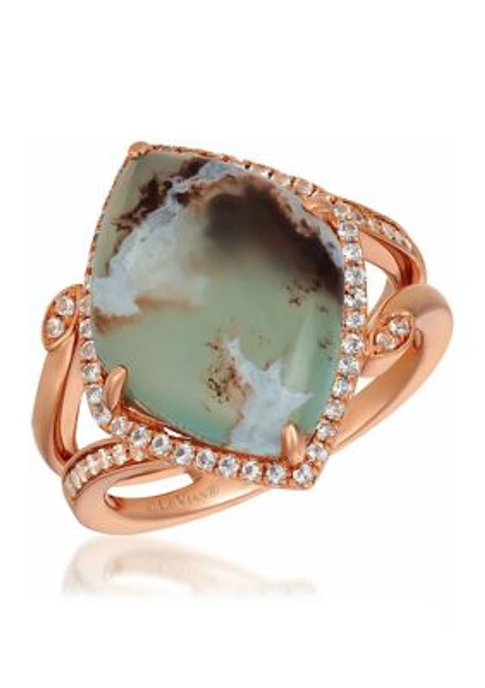  Ring featuring 7.2 ct. t.w. Peacock Aquaprase™, 1/3 ct. t.w. Vanilla Topaz™  set in 14K Strawberry Gold®