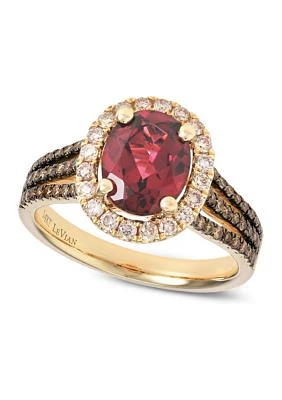 2 ct. t.w. Raspberry Rhodolite®, 3/8 ct. t.w. Chocolate Diamonds®, 1/3 ct. t.w. Nude Diamonds™ Ring in 14K Strawberry Gold®