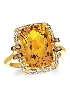 1/10 ct. t.w. Chocolate Diamond®, 1/4 Nude Diamond™, and 6 Citrine Ring 14K Honey Gold™