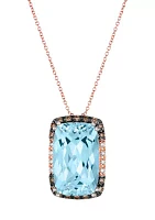 1/5 ct. t.w. Nude Diamond, 1/5 ct. t.w. Chocolate Diamond®, and 9.33 ct. t.w. Blue Topaz Pendant Necklace in 14K Strawberry Gold®™