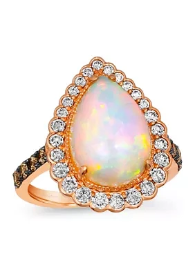 3 ct. t.w. Neopolitan Opal™, 1/2 Nude Diamond™, and 1/3 Chocolate Diamond® Ring 14K Strawberry Gold®