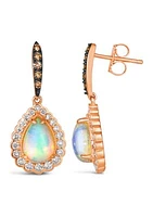 1 ct. t.w. Diamond Pear Shape Opal Drop Earrings in 14K Rose Gold