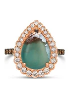 7/8 ct. Diamond Aquaprase Pear Ring in 14K Rose Gold