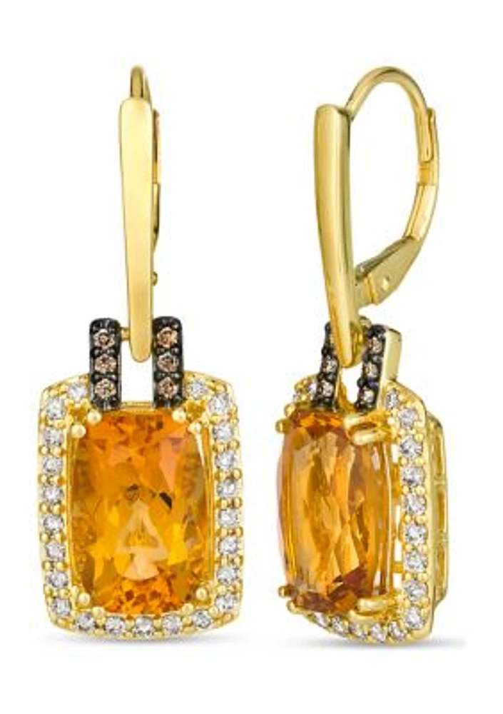 1/2 ct. t.w. Vanilla Diamond® and 6 ct. t.w. Citrine Earrings in 14K Honey Gold™