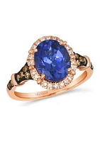 2.5 ct. t.w. Blueberry Tanzanite®, 1/6 ct. t.w. Chocolate Diamonds®, 1/10 ct. t.w. Nude Diamonds™ Ring in 14K Strawberry Gold®