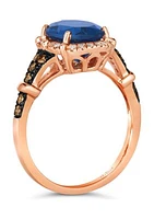 2.5 ct. t.w. Blueberry Tanzanite®, 1/6 ct. t.w. Chocolate Diamonds®, 1/10 ct. t.w. Nude Diamonds™ Ring in 14K Strawberry Gold®