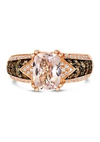 1/2 ct. t.w. Diamond and 1.5 ct. t.w. Morganite Ring in 14K Rose Gold