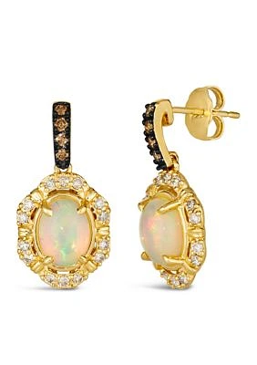 Earrings featuring 1.2 ct. t.w. Neopolitan Opal™, 1/10 ct. t.w. Chocolate Diamonds®, 1/3 ct. t.w. Nude Diamonds™ set in 14K Honey Gold™