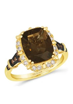 3.2 ct. t.w. Chocolate Quartz®, 1/6 ct. t.w. Chocolate Diamonds®, 1/5 ct. t.w. Nude Diamonds™ Ring in 14K Honey Gold™