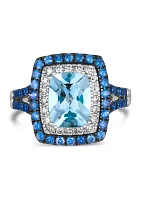 1.5 ct. t.w. Sea Blue Aquamarine®, 5/8 ct. t.w. Blueberry Sapphire™, 1/4 ct. t.w. Nude Diamonds™ Ring in 14K Vanilla Gold®