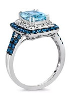 1.5 ct. t.w. Sea Blue Aquamarine®, 5/8 ct. t.w. Blueberry Sapphire™, 1/4 ct. t.w. Nude Diamonds™ Ring in 14K Vanilla Gold®