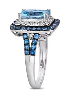 1.5 ct. t.w. Sea Blue Aquamarine®, 5/8 ct. t.w. Blueberry Sapphire™, 1/4 ct. t.w. Nude Diamonds™ Ring in 14K Vanilla Gold®