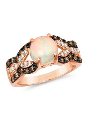 Ring featuring 1 ct. t.w. Neopolitan Opal™, 1/4 ct. t.w. Chocolate Diamonds®, 1/5 ct. t.w. Nude Diamonds™ in 14K Strawberry Gold®