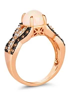 Ring featuring 1 ct. t.w. Neopolitan Opal™, 1/4 ct. t.w. Chocolate Diamonds®, 1/5 ct. t.w. Nude Diamonds™ in 14K Strawberry Gold®